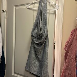 Silver low front and low back mini dress